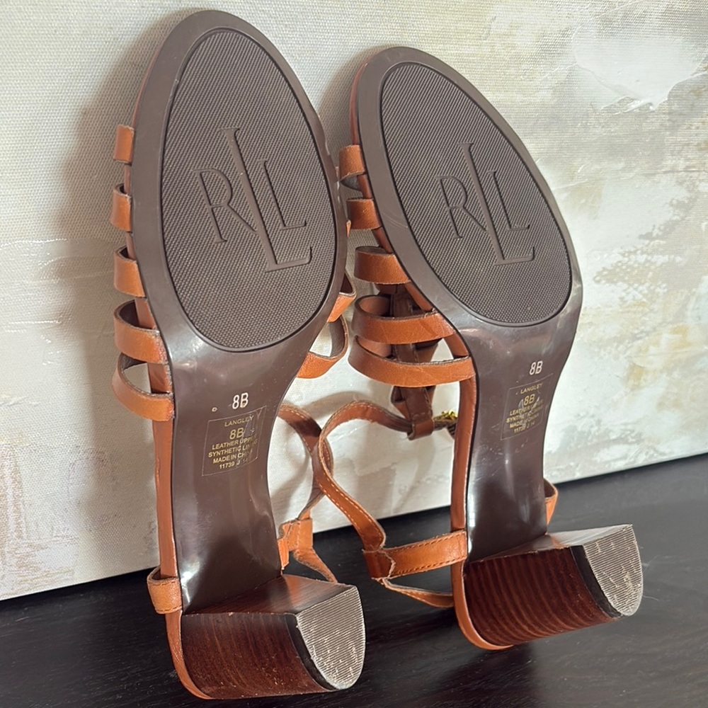 Lauren Ralph Lauren Brown Leather Strappy Sandal - Picture 6 of 6